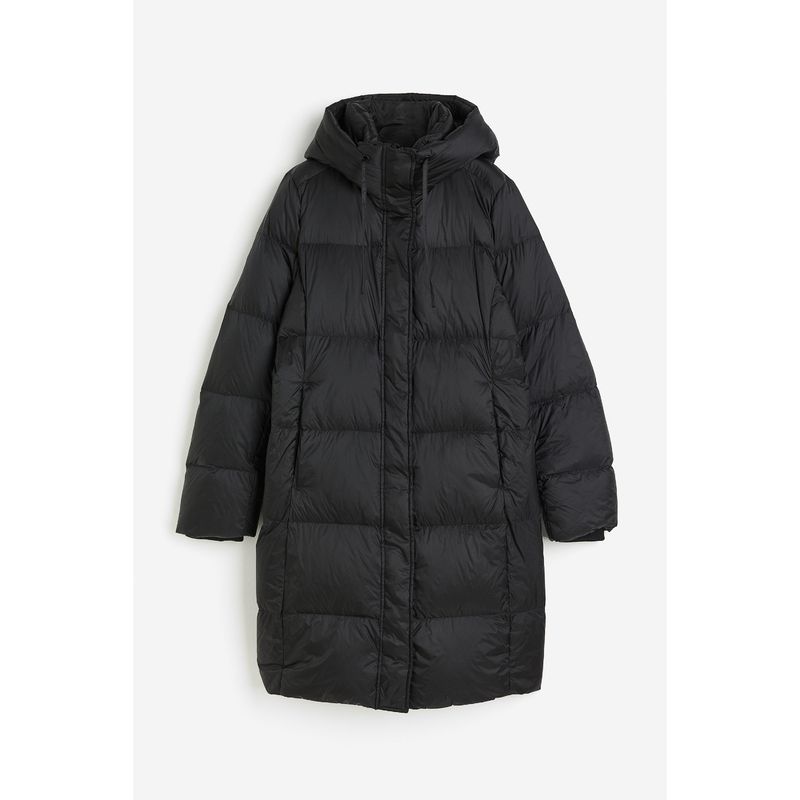 

[Серия Zhizhen] HM Женская одежда Хлопковая куртка Зимняя куртка-пуховик с гидрофобной пропиткой и воротником-стойкой 1191802 Black 155/80A(XS)