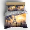 Eiffel Tower Sunset Scene Bedding Duvet Cover Set Duvet Cover Pillowcases  (1*Duvet Cover 2*Pillowcases, Without Duvet Insert)