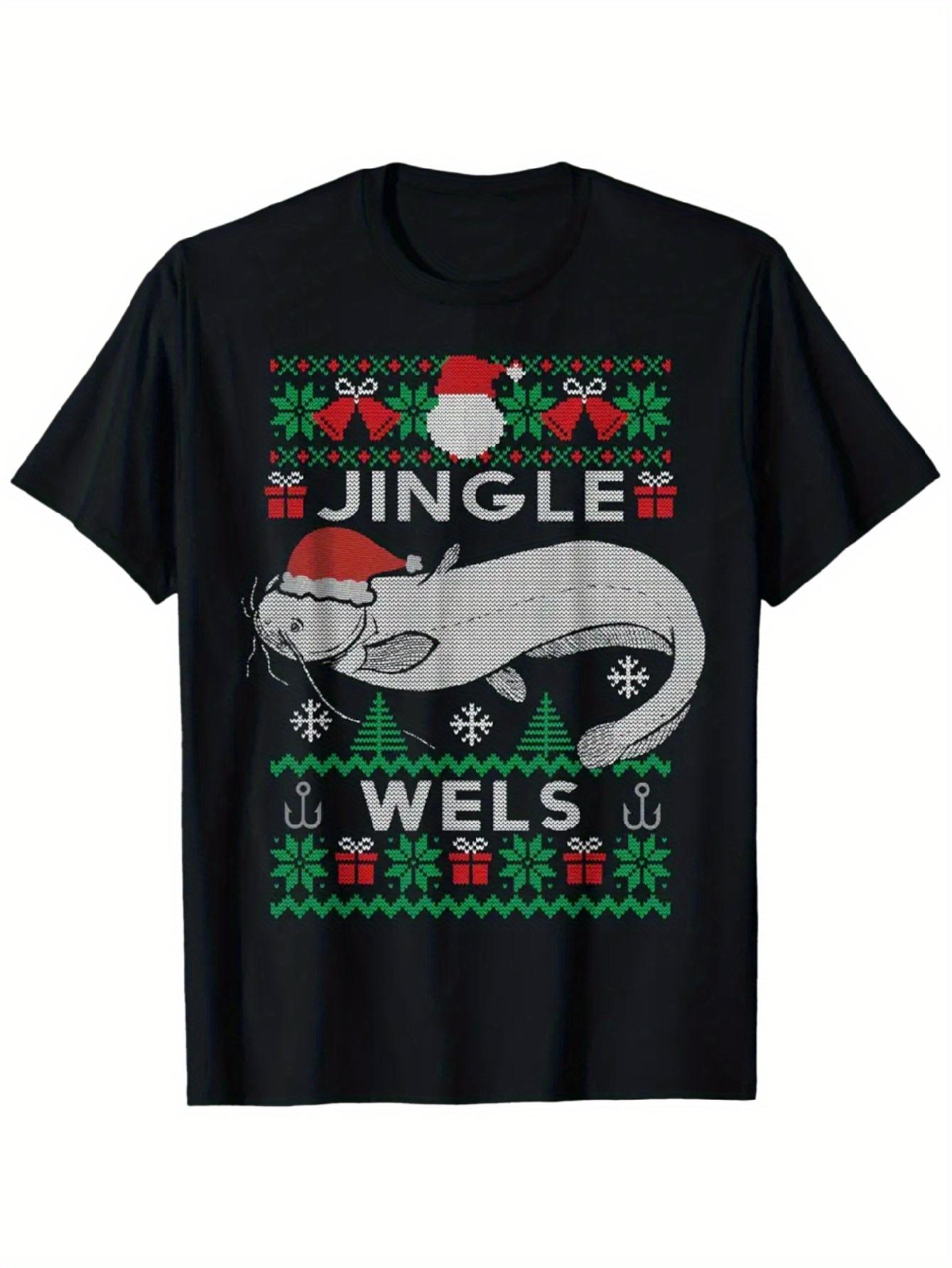 Смешная футболка для рыбалки на сома с дизайном Jingle Wels - Юмористическая одежда для рыболова L