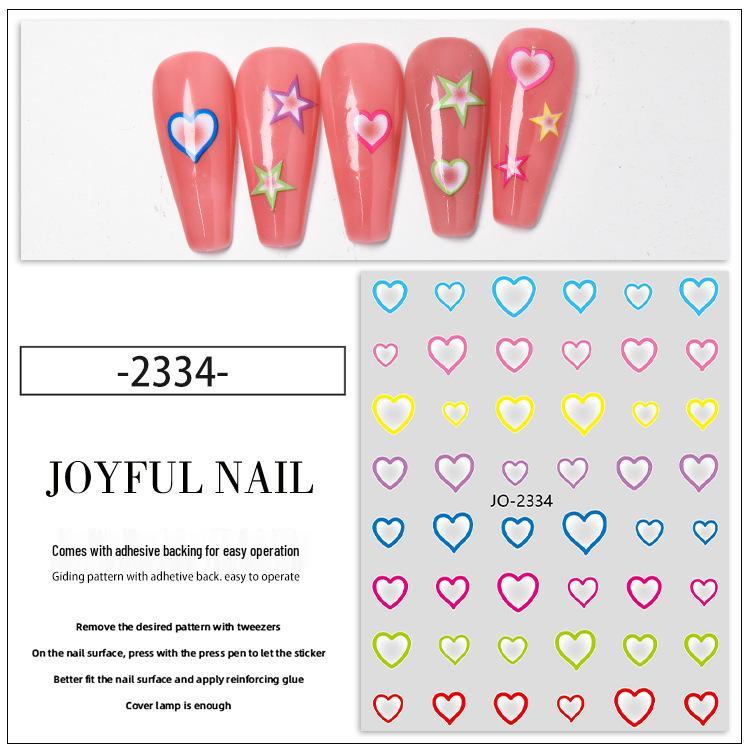 Trendy Gradient Heart & Star Nail Art Stickers - Cute Five-Pointed Star Design for Beautiful Nails