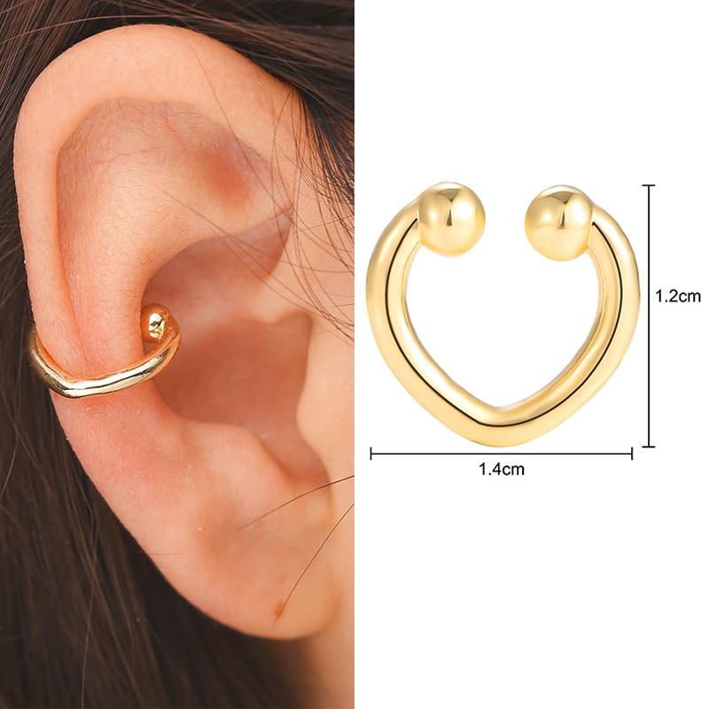 17KM 1PC Geometric Gold Clip Earrings Cuff Earrings For Women Girls Vintage Ear Cuff Star Without Piercing Clip On Ear Jewerly
