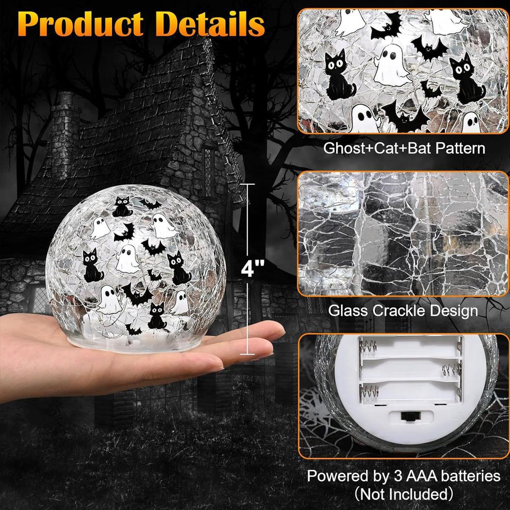 Decoration Cat Ball Light Crack Glass Ball Light, Desktop Ornament