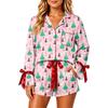Women's Christmas Two Piece Pajama Set with Button Down Shirt and Shorts Sleepwear
