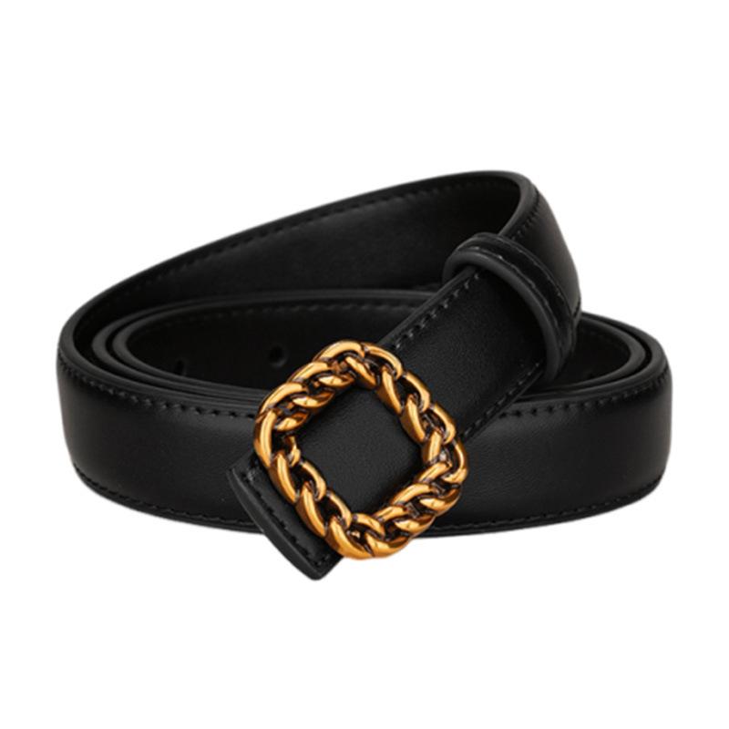 New Women's Belt, High-end Smooth Buckle Jeans Belt, Fashionable and Versatile, Genuine Leather Belt for Women
