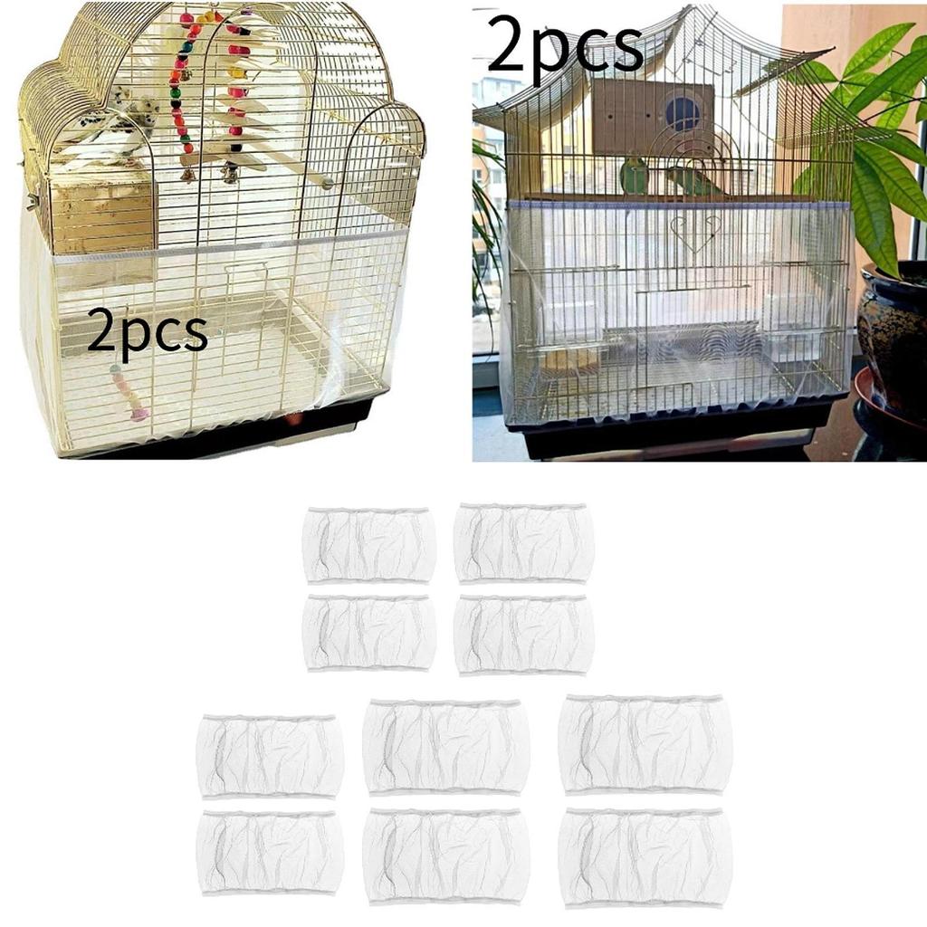 2Pcs Bird Cage Netting Covers Birdcage Guard Netting Covers Protectors Bird Cage Skirts for Parakeet Parrot Conures Cockatiel