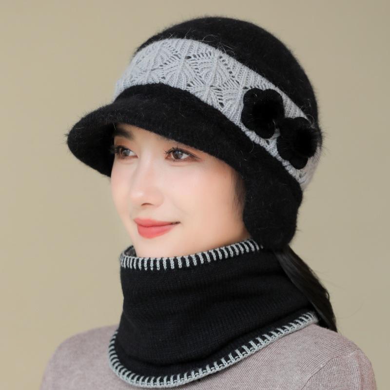 Winter Hat Women's Thickened Wool Cap Cap Fleece Warm Ear Protector Knitted Hat