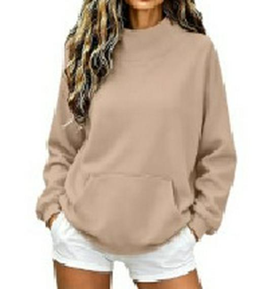 2026 Einfarbiger Damen Herbst Winter Lockerer Rundhals Langarm Hoodie