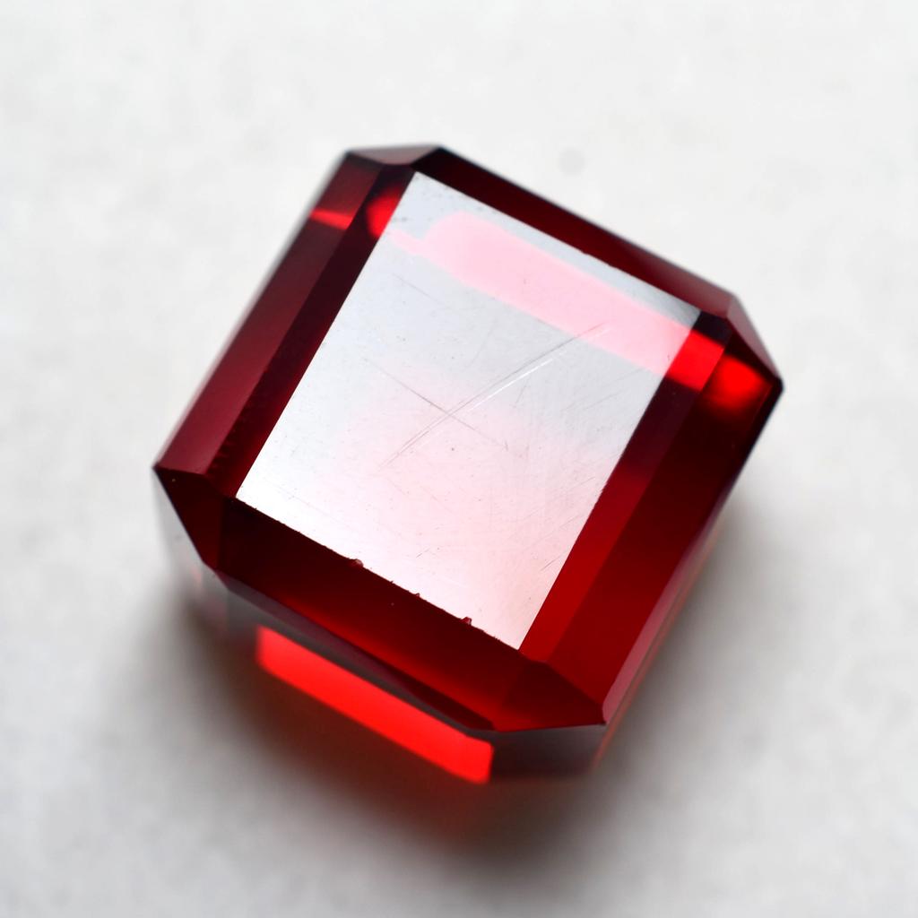 Lab-Created Red Ruby Loose Gemstone 52 ct Cube Cut-W for Jewelry Making and Gem Collections