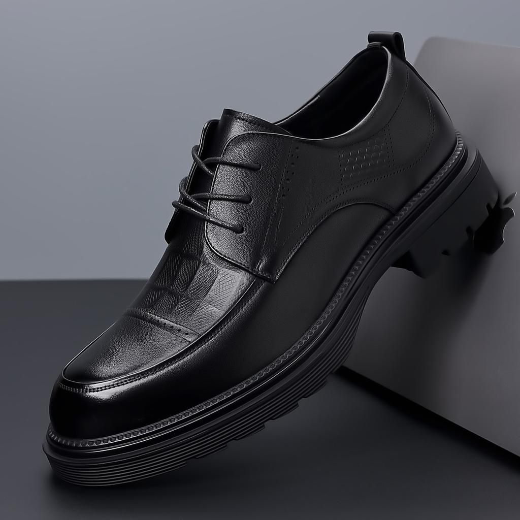 Autumn high-end men's shoes first-layer cowhide business leather shoes men's commuting leather platform casual lace-up single shoes men