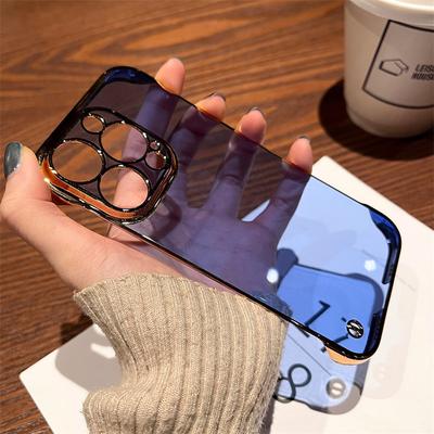 Ultra Thin Frameless Clear Phone Case For Iphone 14pro Max 13 12 11 Pro Max 14plus Transparent Plating Hard Pc Shockproof Cover