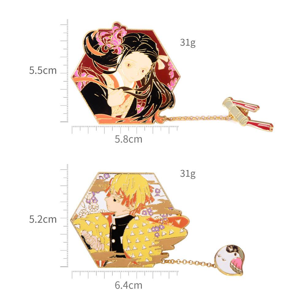 Demon Slayer Kimetsu No Yaiba Alloy Brooch With Electroplated Finish For Cosplay And Daily Wear