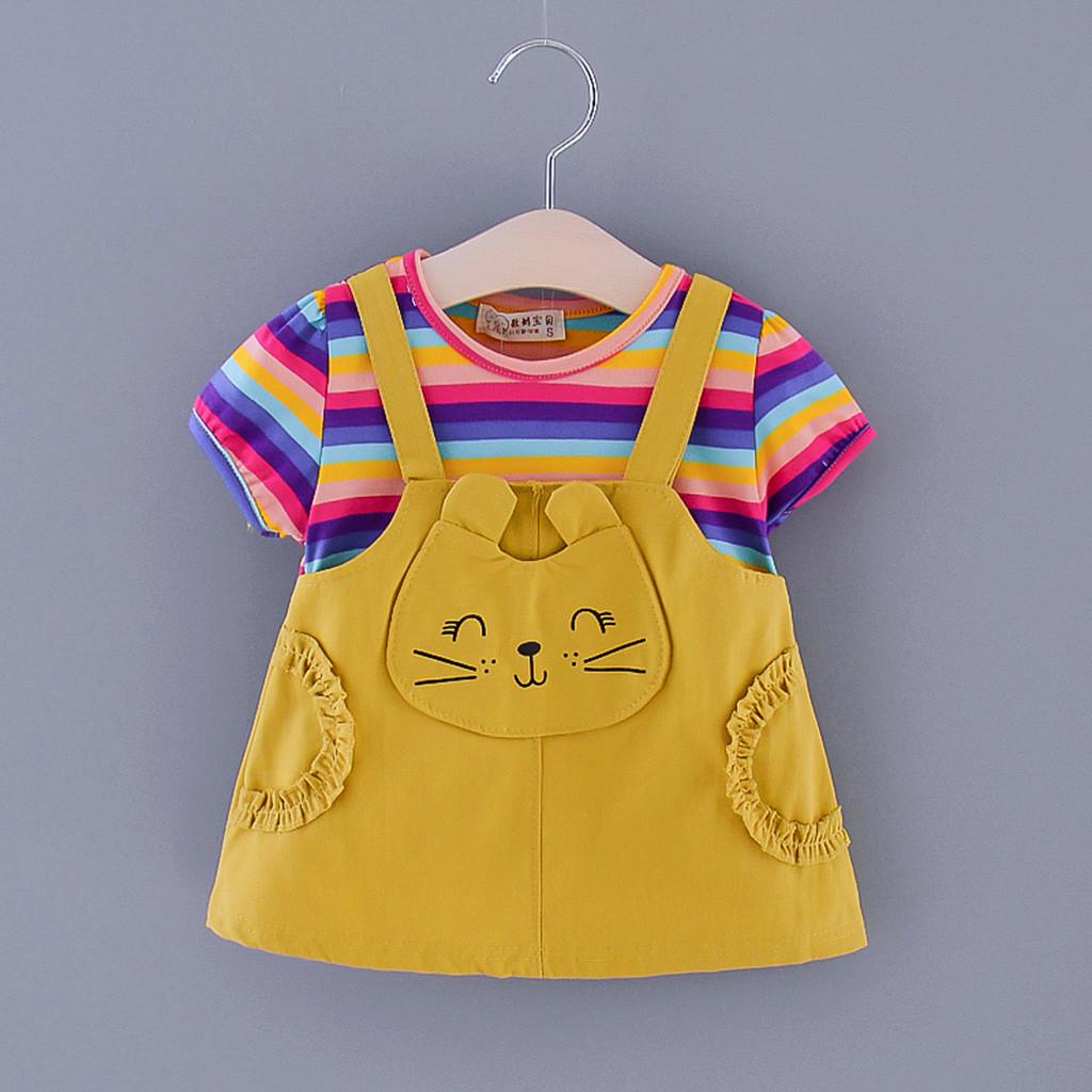 

Топы с мультяшным принтом для маленьких девочек, лоскутное платье принцессы в полоску, наряд S фиолетовый