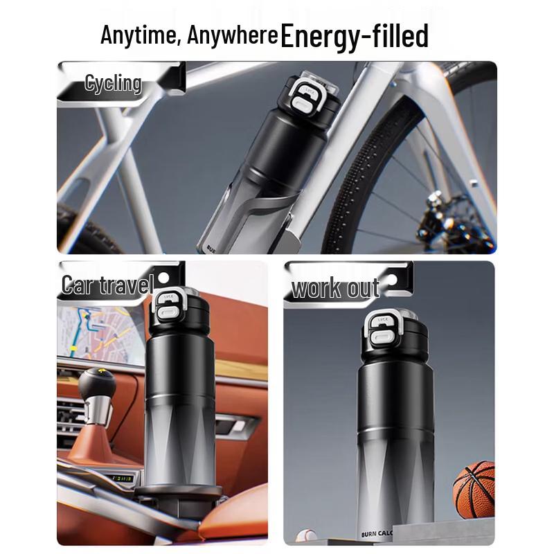 LINGCHEN Gradient Blue Sports Insulated Water Bottle 800ml
