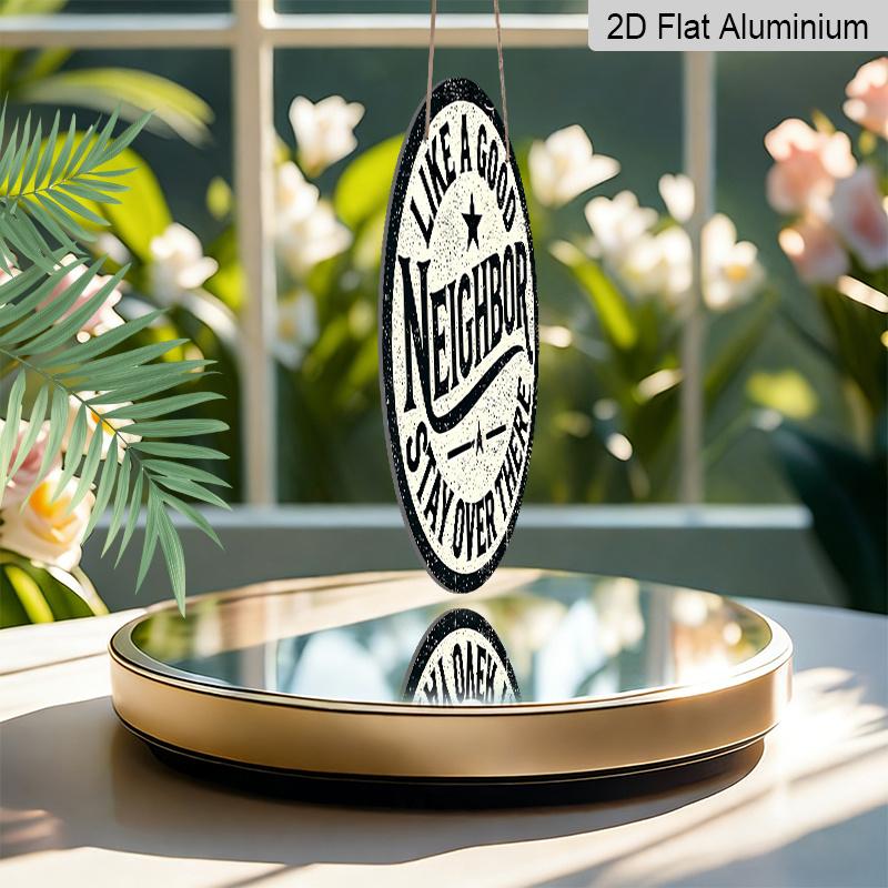 2D Flat, 1pc Stay Safe Aluminum Metal Sign, Positive Message Round Aluminum Sign, Home Theme - Good Neighbor Rustic Metal Wall Art, Wall Decor Signs