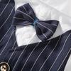 Herrlicher Hundemantel Umweltfreundliche Baumwolle Gestreifte Fliege Smoking Haustier-Outfit Hochzeitsanzug Formelles Hemd für Kleine Hunde Sommer