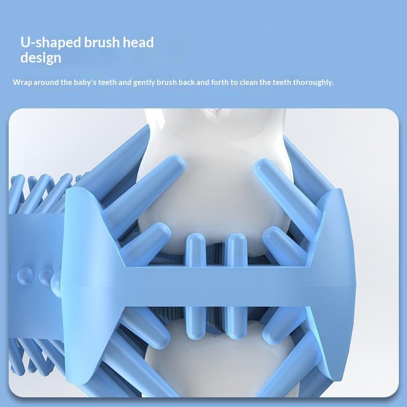 Kids U Shaped Toothbrush Anti-choking Design Food Grade Silicone Bristles Full Teeth Coverage for Toddlers Safe Brushing