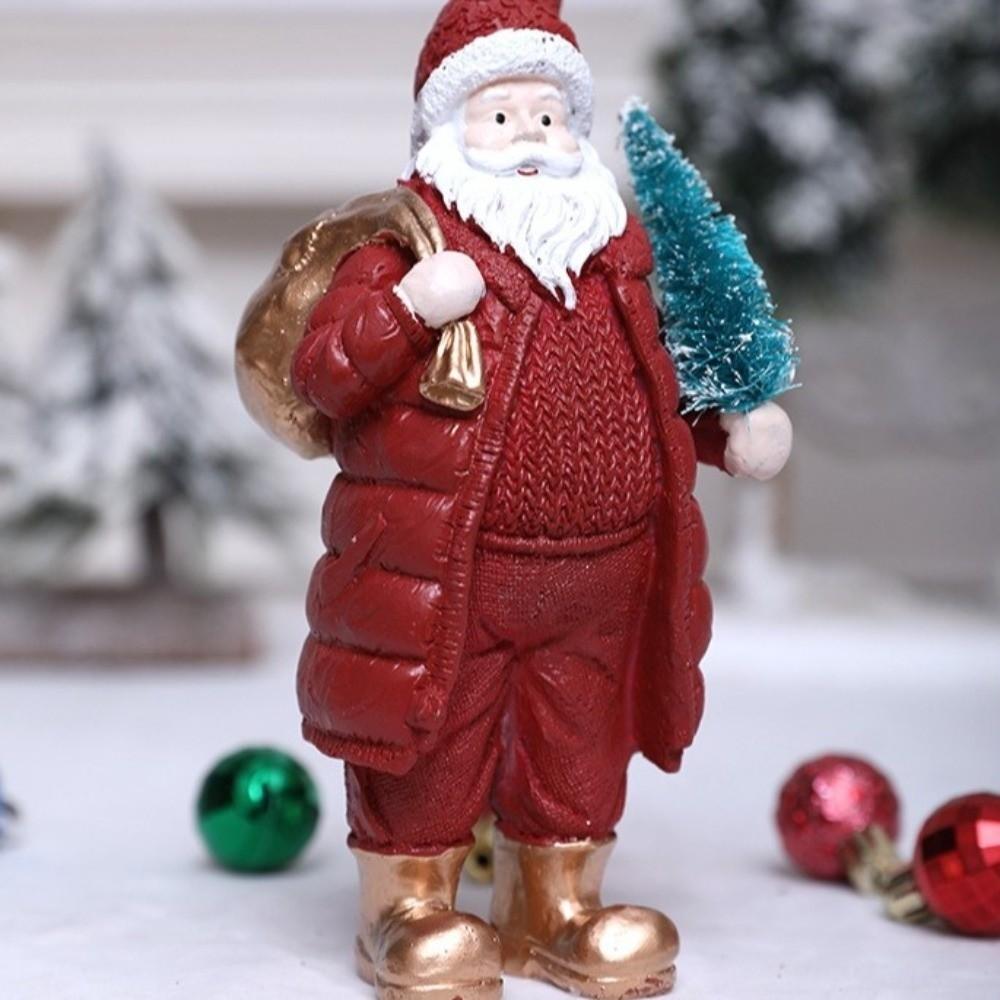 Resin Christmas Figurine Standing Holiday Santa Statue Santa Claus Ornaments  Christmas Celebration