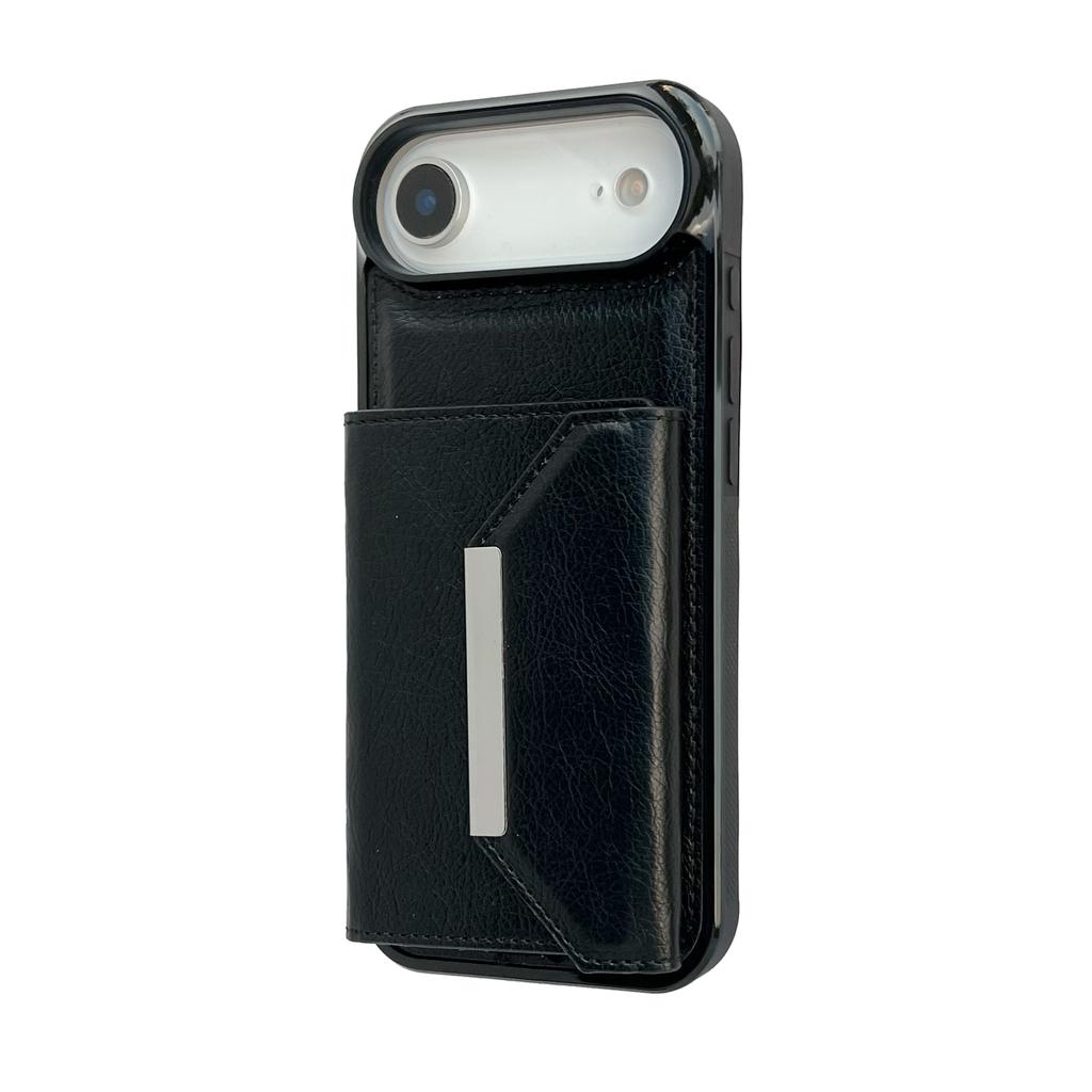 For iPhone Air Case Card Bag Kickstand TPU+PU Phone Cover
