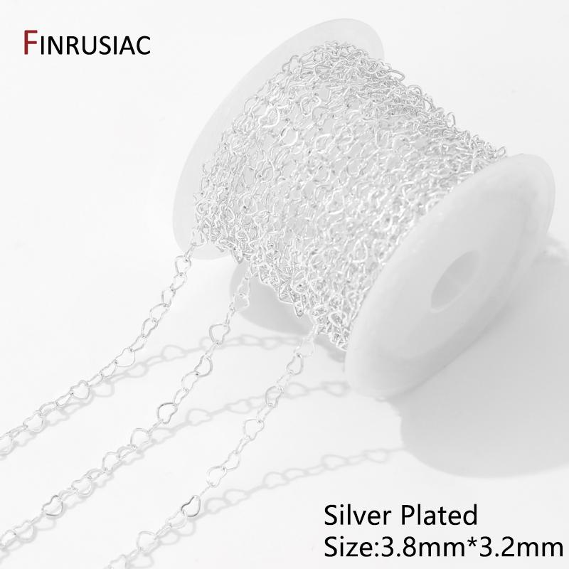14/18K Vergoldetes Messing Liebesherz Form Kettengliederkette Für Schmuckherstellung, DIY Handgemachtes Armband Halskette Herstellung Zubehör