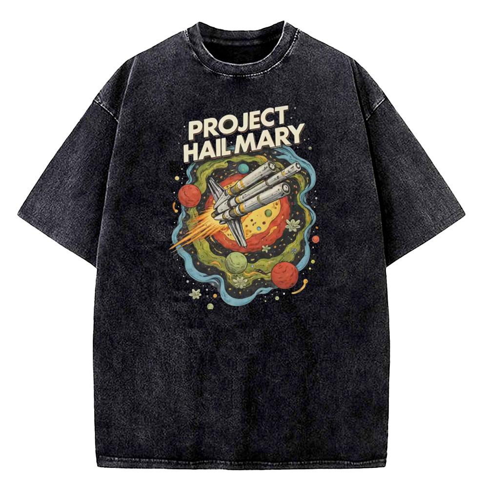 Vintage Washed Project Hail Mary Alien Poster T Shirt Summer Streetwear TShirts Cotton Harajuku Tee Shirt Short Sleeve