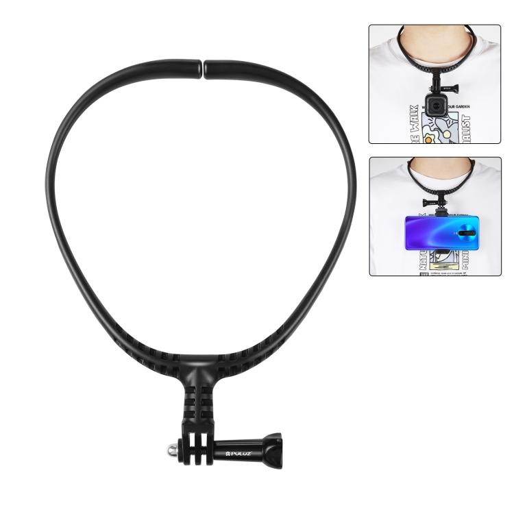 PULUZ Lazy Adjustable Neck Bracket for GoPro Action Cameras (Black) чёрный