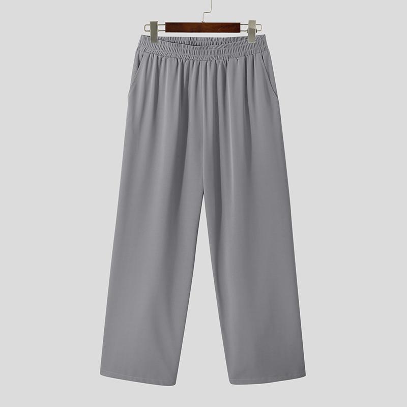 Letní tenké pánské volné dlouhé kalhoty jednobarevné outdoorové ležérní elastické maxi kalhoty velká velikost