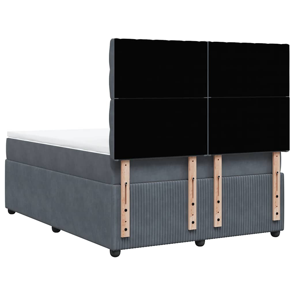 Vidaxl Letto Continentale Con Materasso, Grigio Scuro, 140X200Cm Velluto