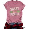 Women's Summer Round Neck Short Sleeve T-shirt Playful Cucumber Pattern Print Comfort T-shirt