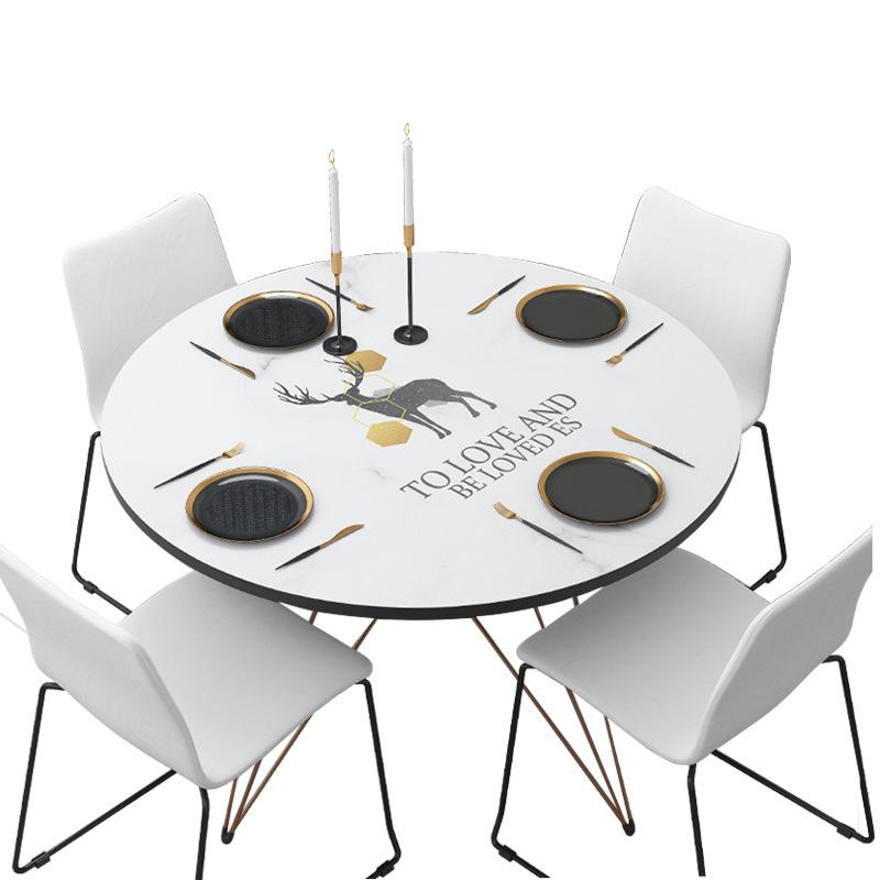 Pvc-Tischdecke im nordischen Stil, wasserdichte und ölbeständige Ledertischdecke, runder, einfacher Hotel-Ledertisch