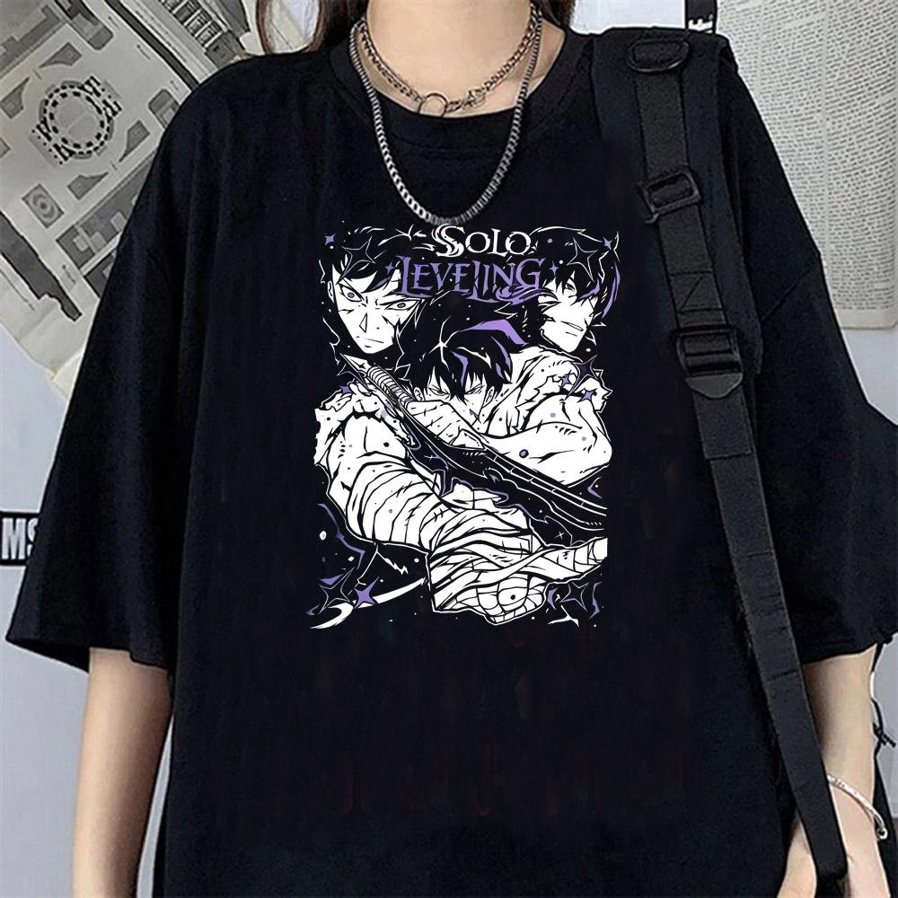 Solo Leveling T-Shirt Sung Jinwoo New Anime Manga Tshirt Men Women Clothing Short Sleeve Cartoon T Shirt