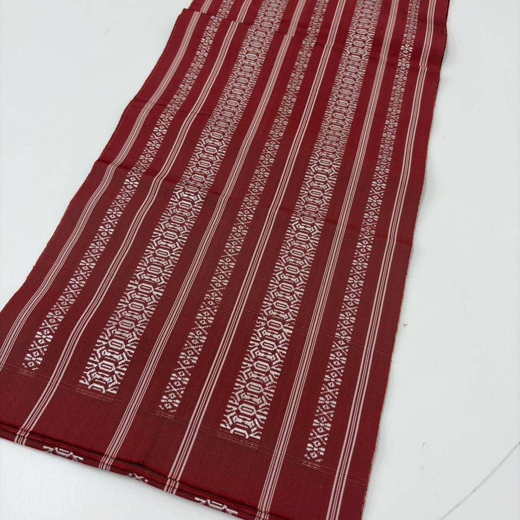 Used Authentic Chikuzen Hakata-ori Nagoya Obi, Red with Kenjo pattern, Hachisu, Kimono N-0279