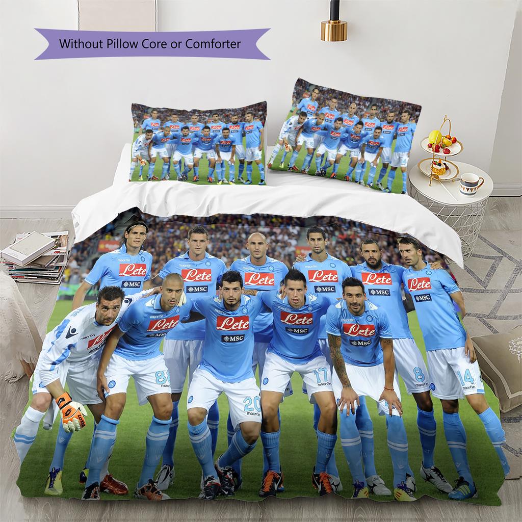 Napoli Football Team Pattern Bedding Home Decoration Birthday Gift (1 * Duvet Cover + 2 * Pillowcase, Without Core)