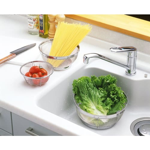 Yoshikawa Stainless Steel Colander, 3-Piece Set (15, 19, and 25cm), Mizureed, Tsubame-Sanjo, Made in Japan, SH6999