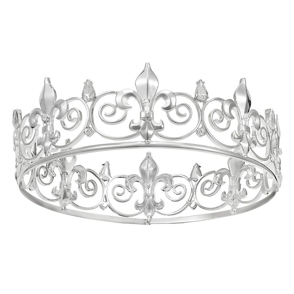 New Baroque bridal crown golden rhinestone gun tip shape round crown