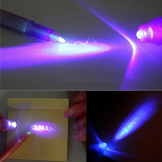 4 szt. 2 w 1 Świecący długopis UV do pisania Niewidoczny marker z tuszem Prezent do rysowania dla dzieci