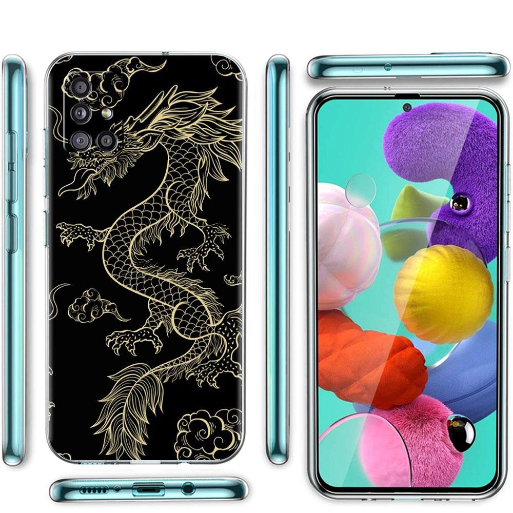 Clear Case For Samsung Galaxy A52 A12 A51 A32 A21s A71 A32 A22 50 A70 A31 A72 5G Phone Cover Fashion Chinese Vintage Dragon