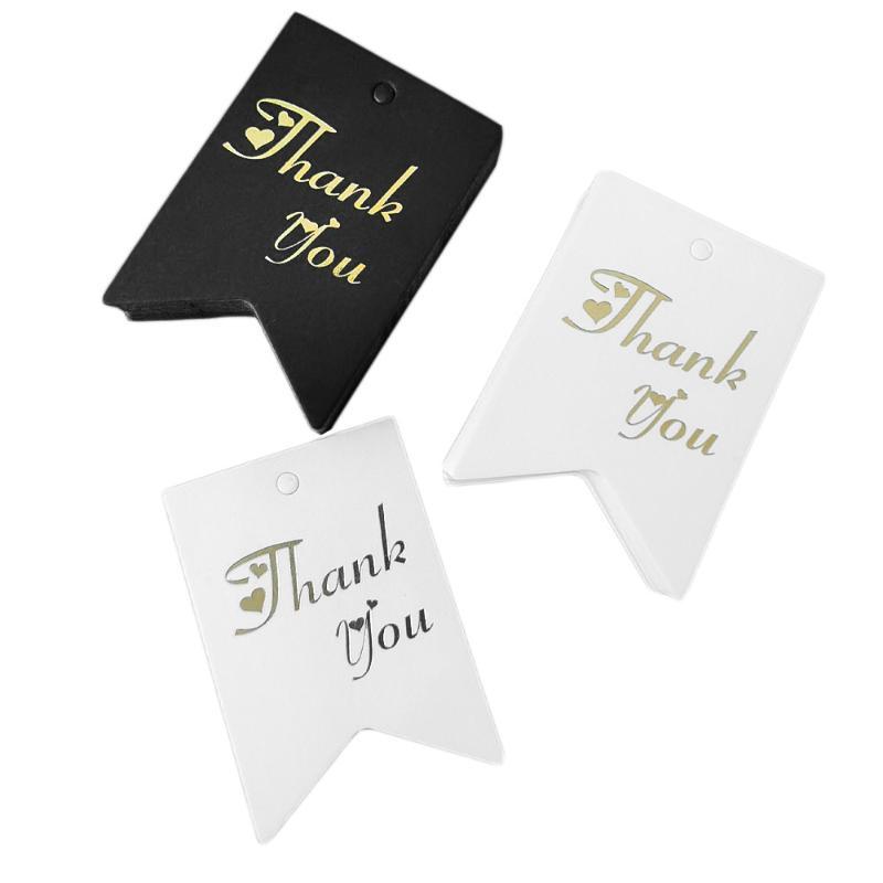 Thank You Tags 50Pcs Bronzing Stamping Black White Paper Card for Valentine's Day Gift Favor Retail Price Label