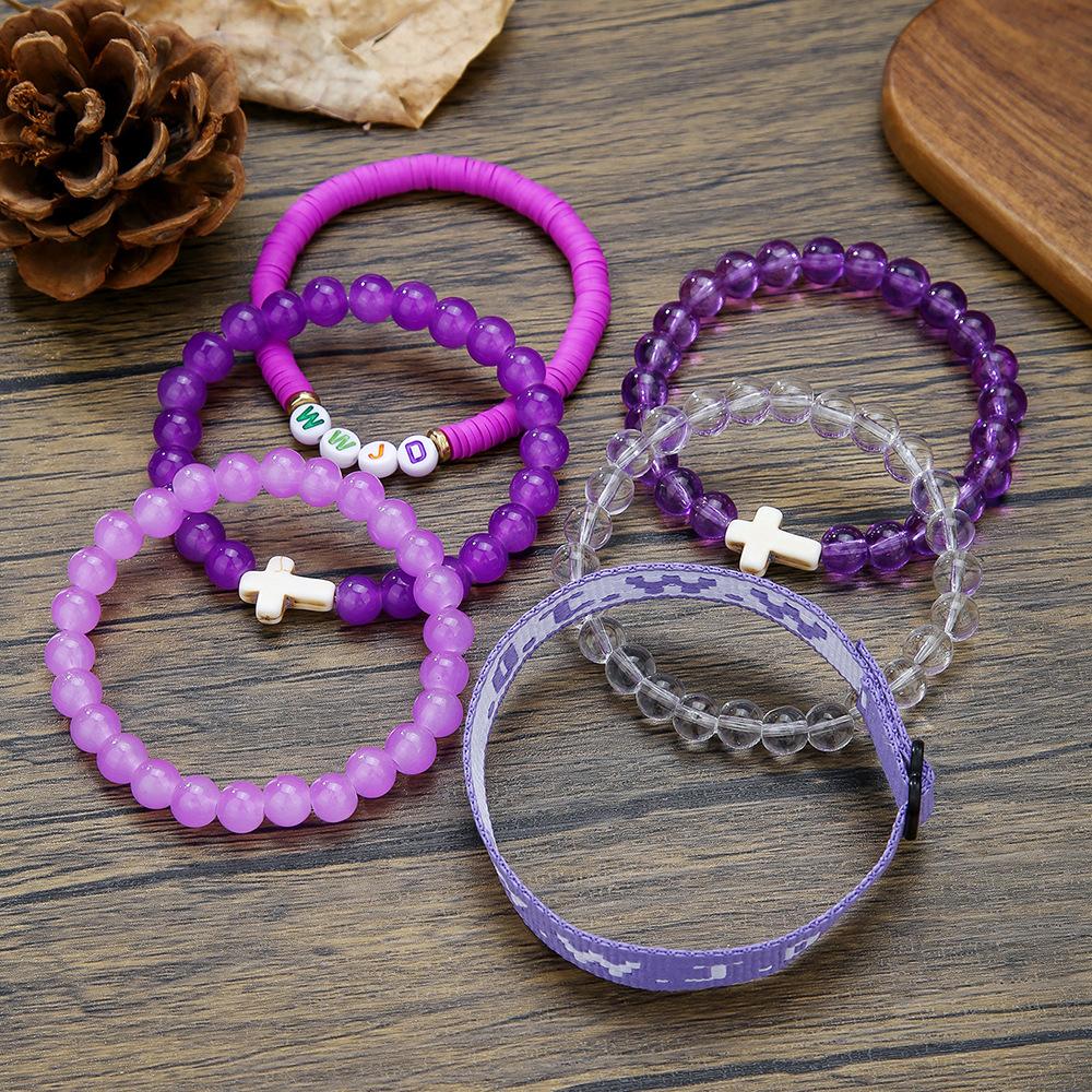 Charm 6pcs suit Bracelet Christian Cross Bracelets WWJD Faith Religious Easter For Women Men Jesus Bracelets