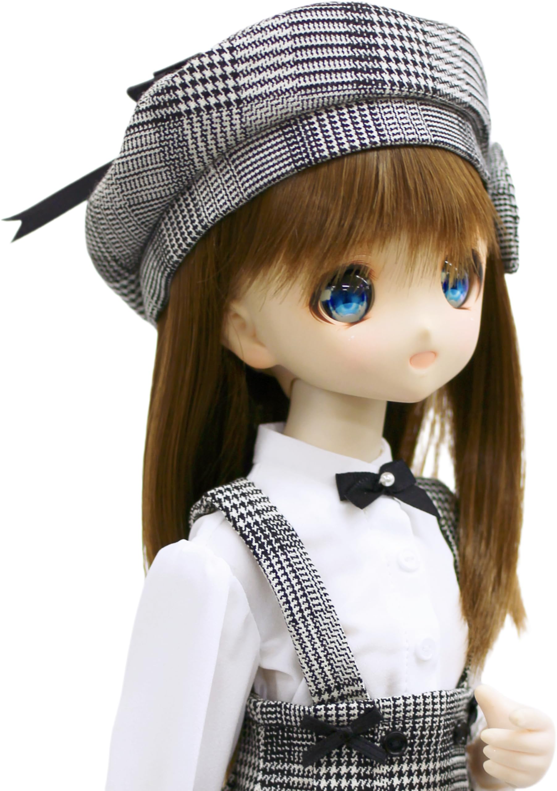 

[Petite Marie] 13 DD MDD совместимо (совместим с DDH-01 по 10) Берет британский Glen Check черный и белый с милой лентой 9 на 10 дюймов 40 см 60 см