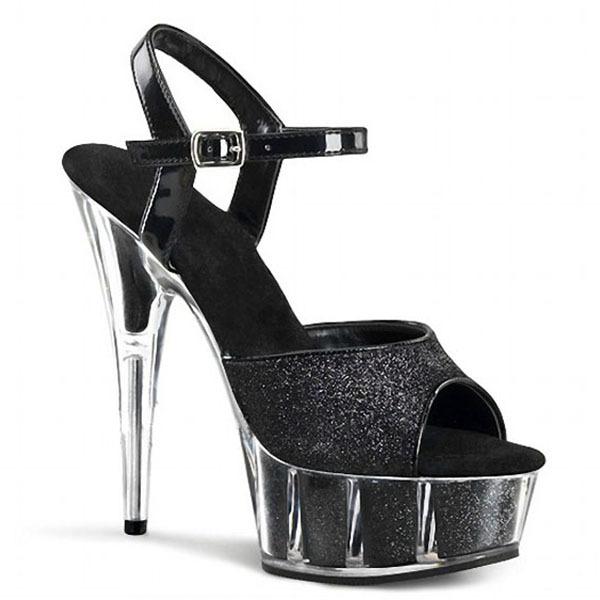 Women's Dance SANDALS Slotted Buckle Glitter Sequins Crystal Sandals Fashion Catwalk Plus Size Women's Shoes 15cm High Heels YKC