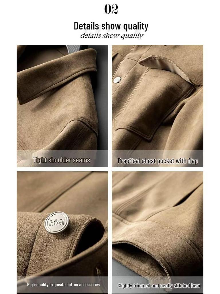 2023 Men's Suede Casual Jacket: Trendy, High-End, Stylish Spring & Autumn Attire