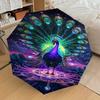 1 Stück Pfau, kosmischer Automatischer Öffnungs-/Schließschirm mit winddichtem, stabilem 8-Rippen-Schirmdach, langlebigen Rippen, modischem Design, Outdoor-Accessoire, lustiger Prin,