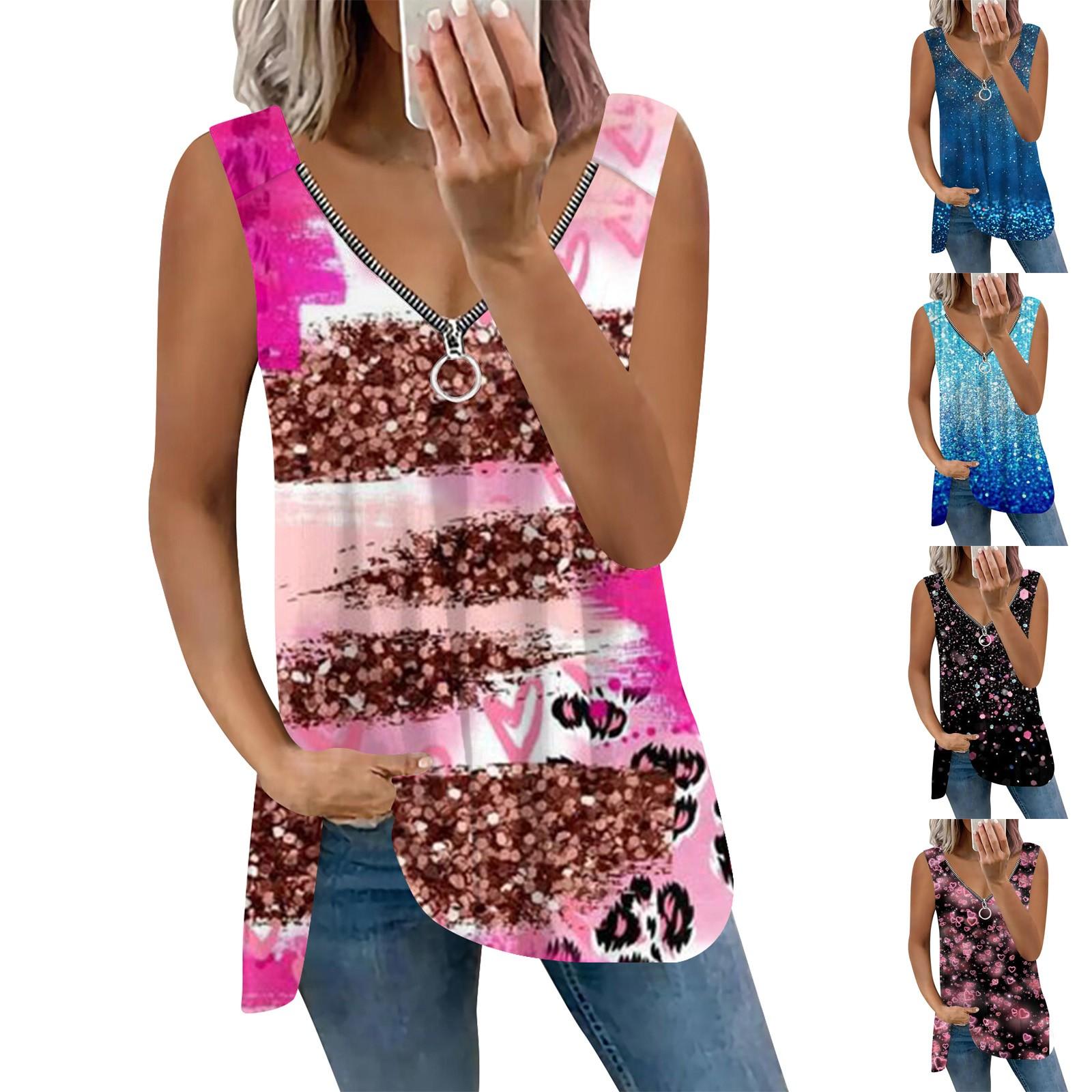 

Женская модная рубашка без рукавов с v-образным вырезом и принтом, повседневная блузка с открытыми плечами