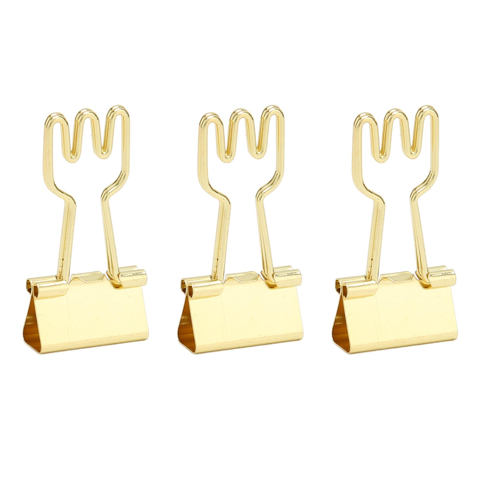 100pcs Fork Shape Binder Clips Strong Clamping Force Rust Prevention Sturdy Metal Golden Binder Clips for Office