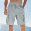 Summer Loose Men's Safari Style Shorts Multi Pockets Casual Loose Fit Straight Elastic Waist Beach Shorts