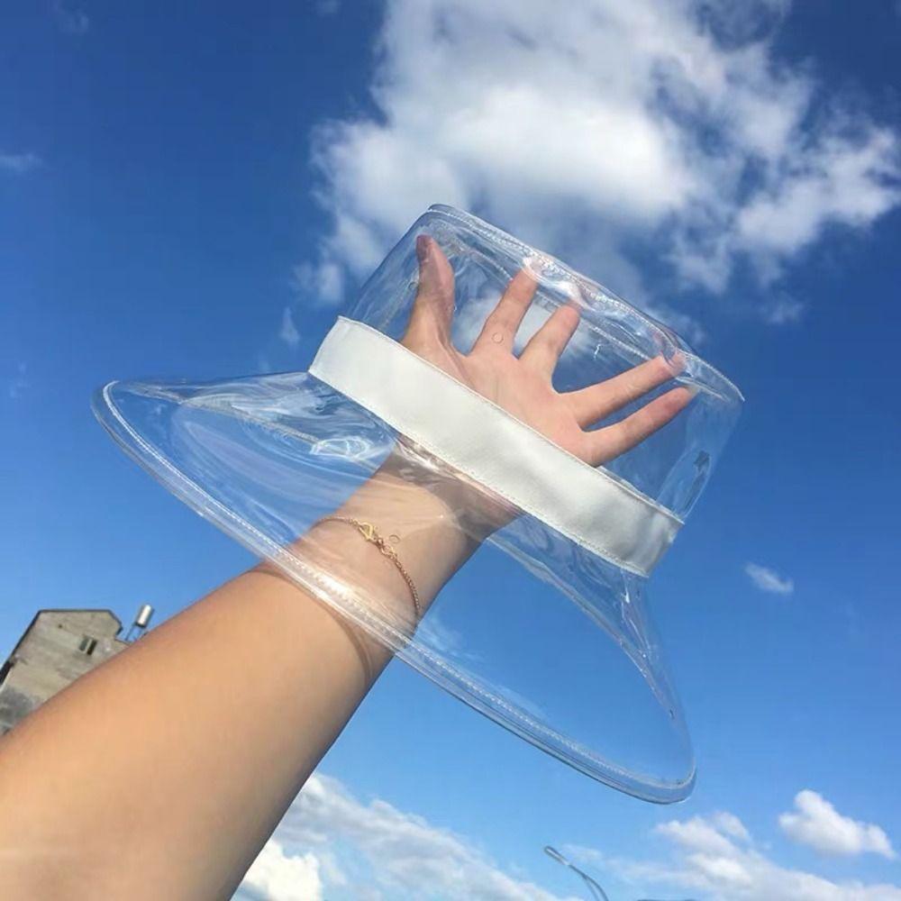 Waterproof Transparent Fisherman Hat Pvc Sun Cap Clear Bucket Hat  Vacation