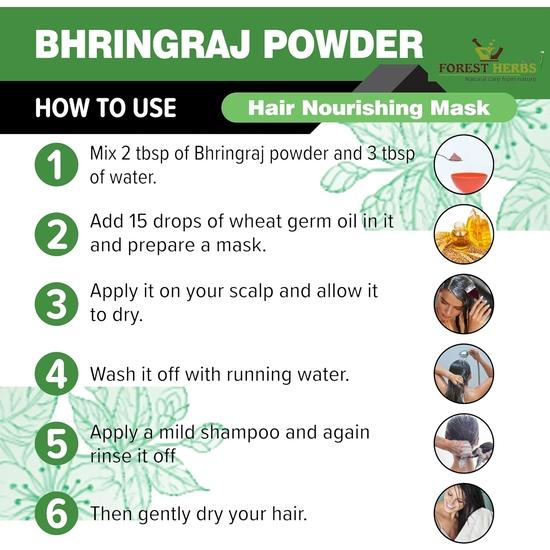 THE FOREST HERBS Natürliche Pflege aus der Natur 100% reines Bhringraj-Pulver für Haarwachstum - 200 g | Gut für Haarkur, Haaröl