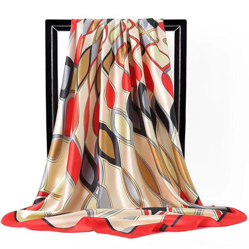 Fashion Scarves For Women Print Silk Satin Head Scarf Female 90cmx90cm Luxury Brand Square Shawl Large Hijab Scarfs For Ladies