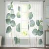 Watercolor Leaves Art Sheer Curtains for Bedroom Living Room Voile Window Curtains Tulle Curtains for Kids Room