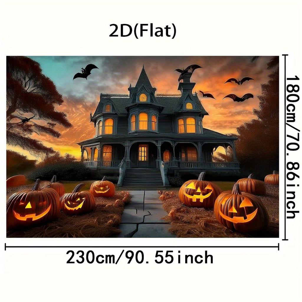 1 Piece of Gothic Victorian Style Haunted House Background Cloth - Halloween Party Decoration Banner Halloween Decoration